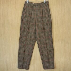 Fundamental Things Trousers Womens 8 Brown Plaid Pleated Baggy Mom Retro Vtg